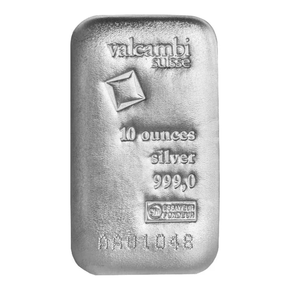 10 oz Valcambi Suisse Silver Bar (Cast)