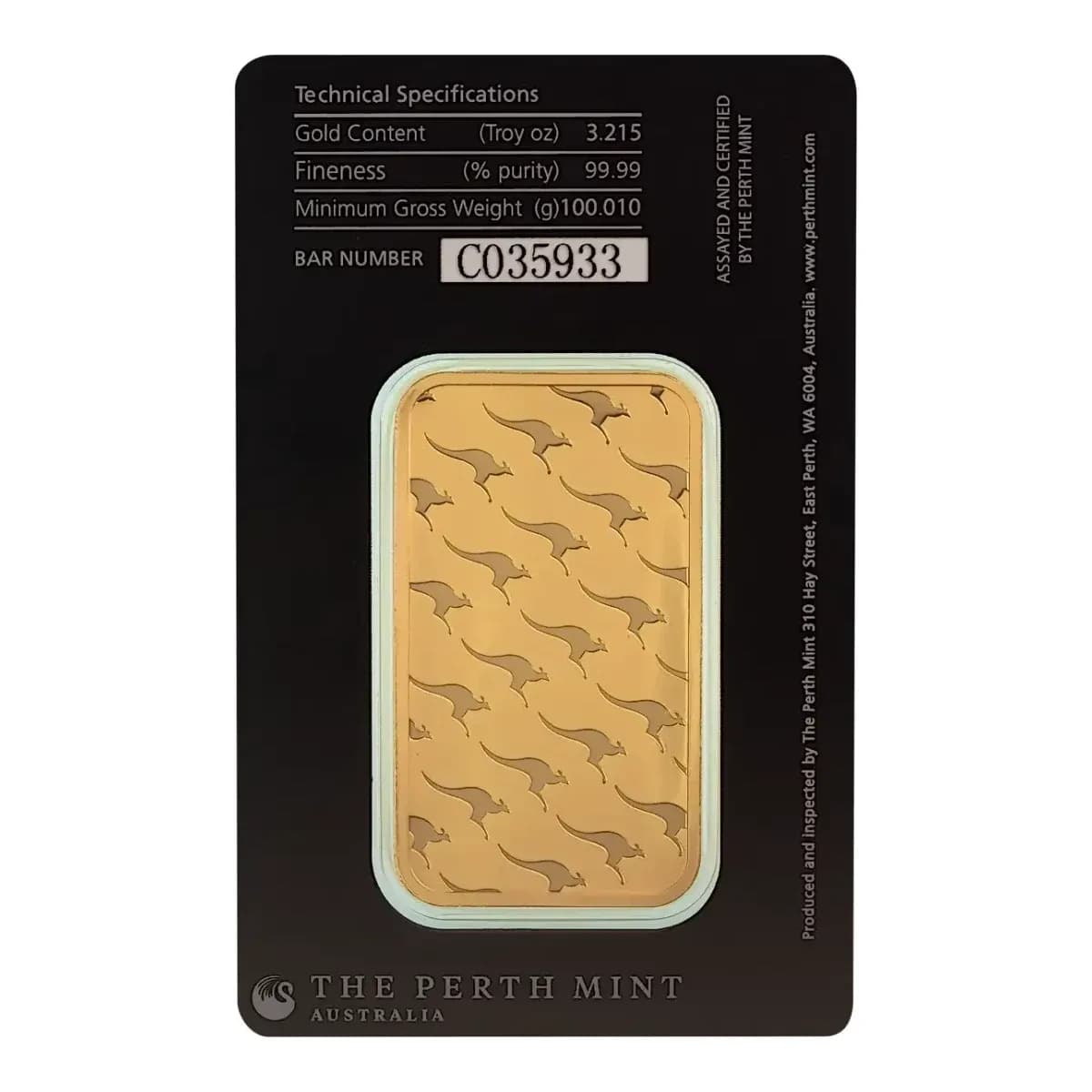 100 g Perth Mint Gold Bar (Minted) – view 2
