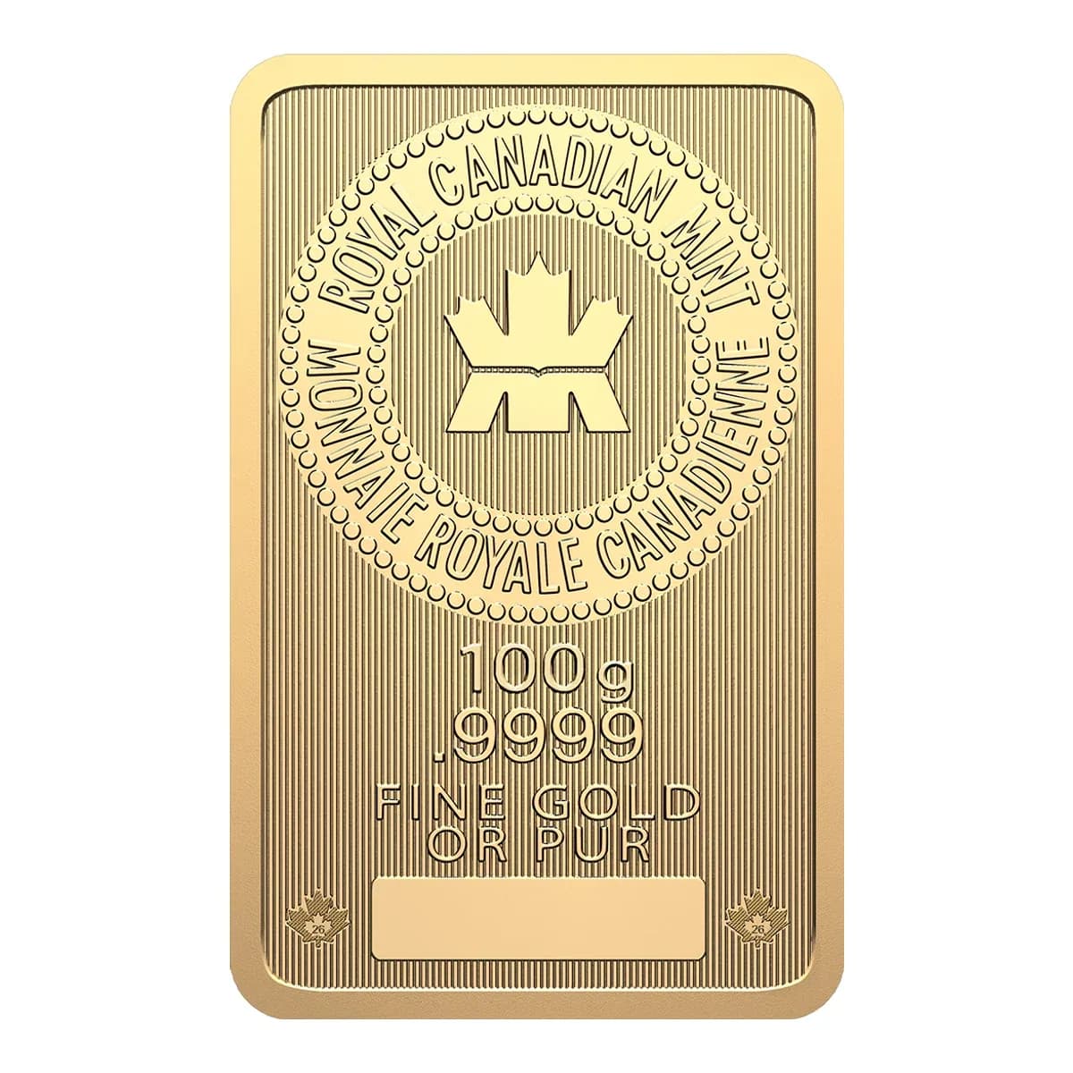 2026 100 g Royal Canadian Mint Gold Bar
