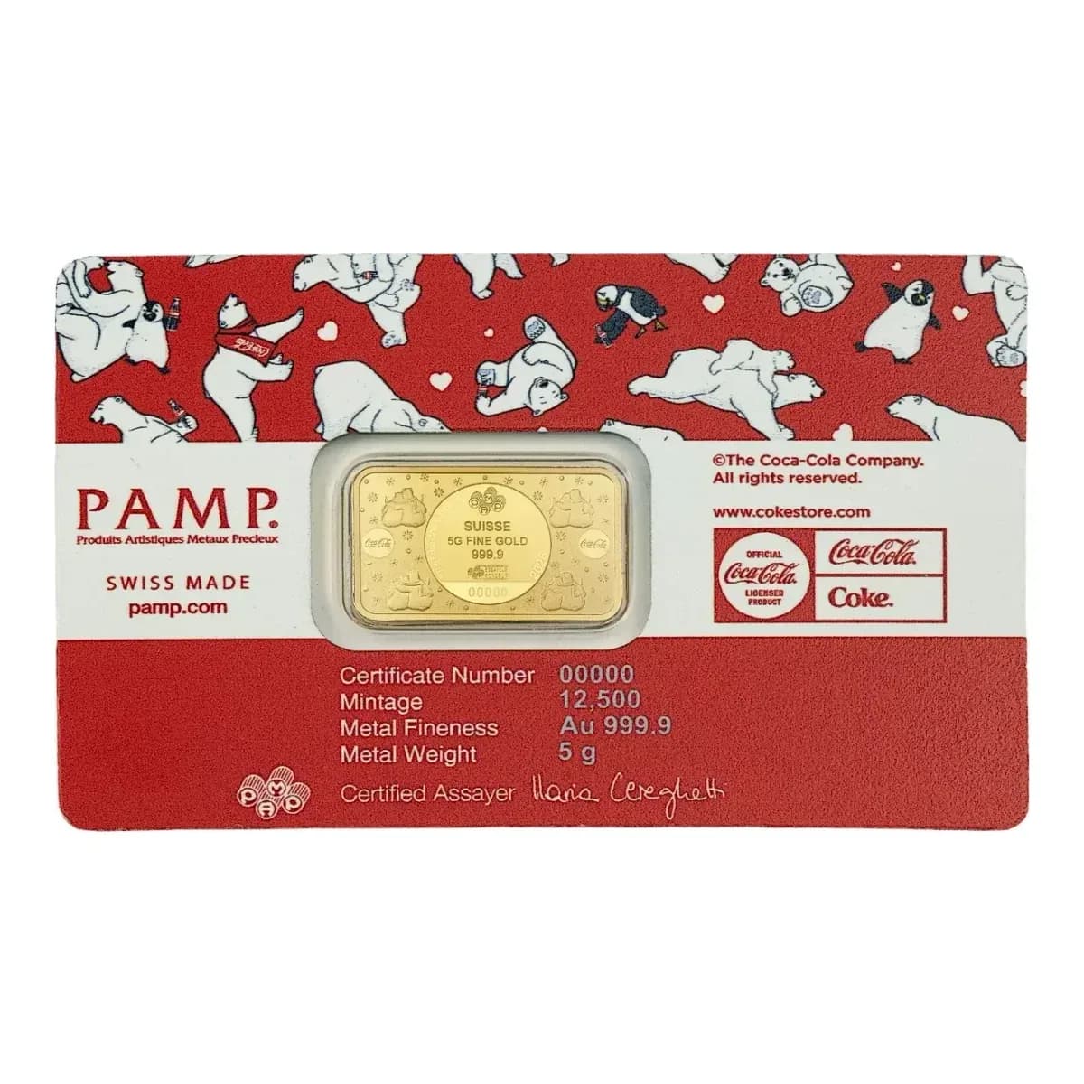 2026 5 g PAMP Suisse Coca-Cola Polar Bears Gold Bar – view 2