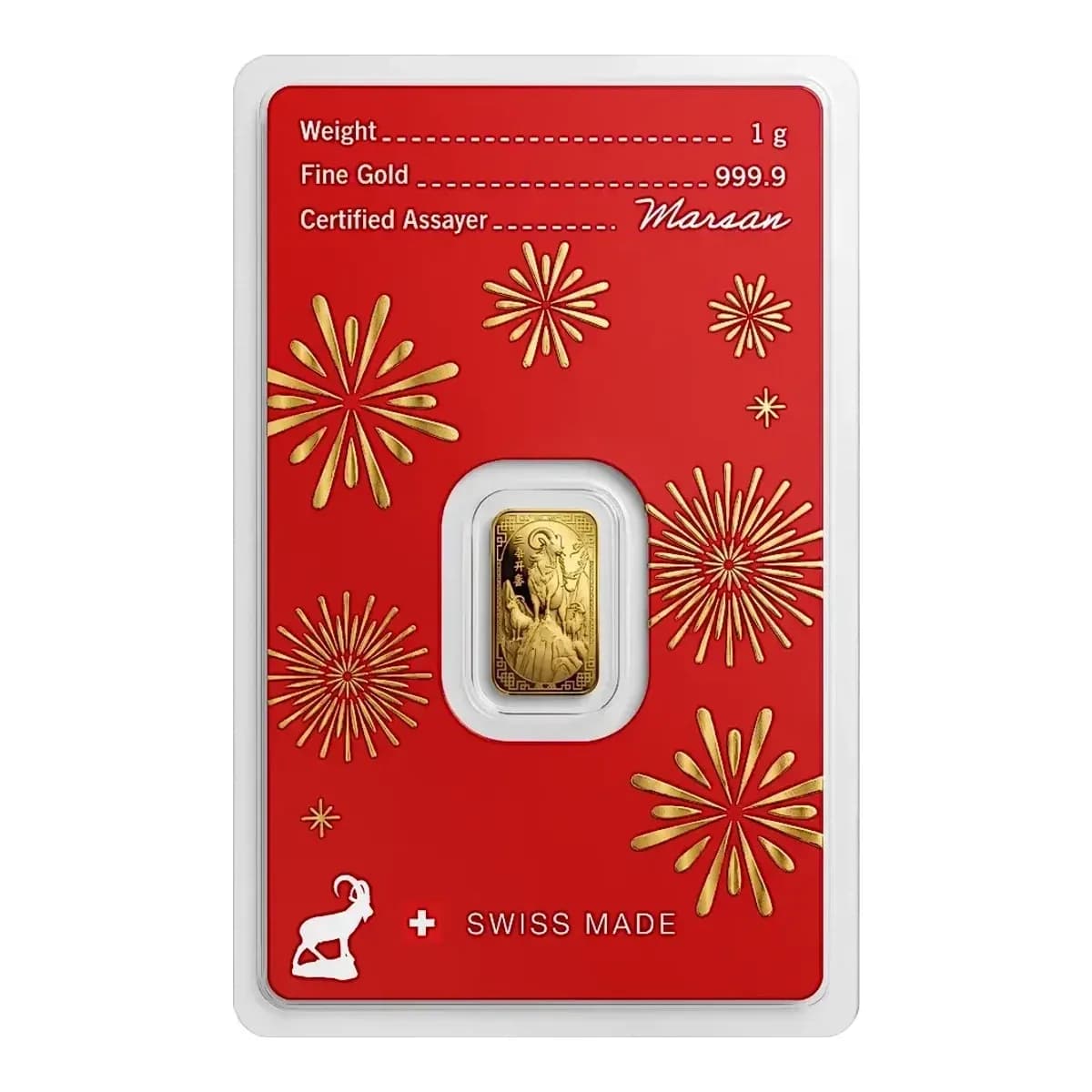 2027 1 g Argor-Heraeus Year of the Goat Gold Bar – view 2