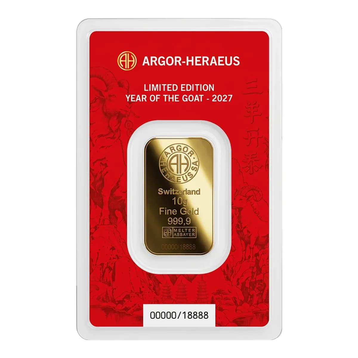 2027 10 g Argor-Heraeus Year of the Goat Gold Bar – view 2