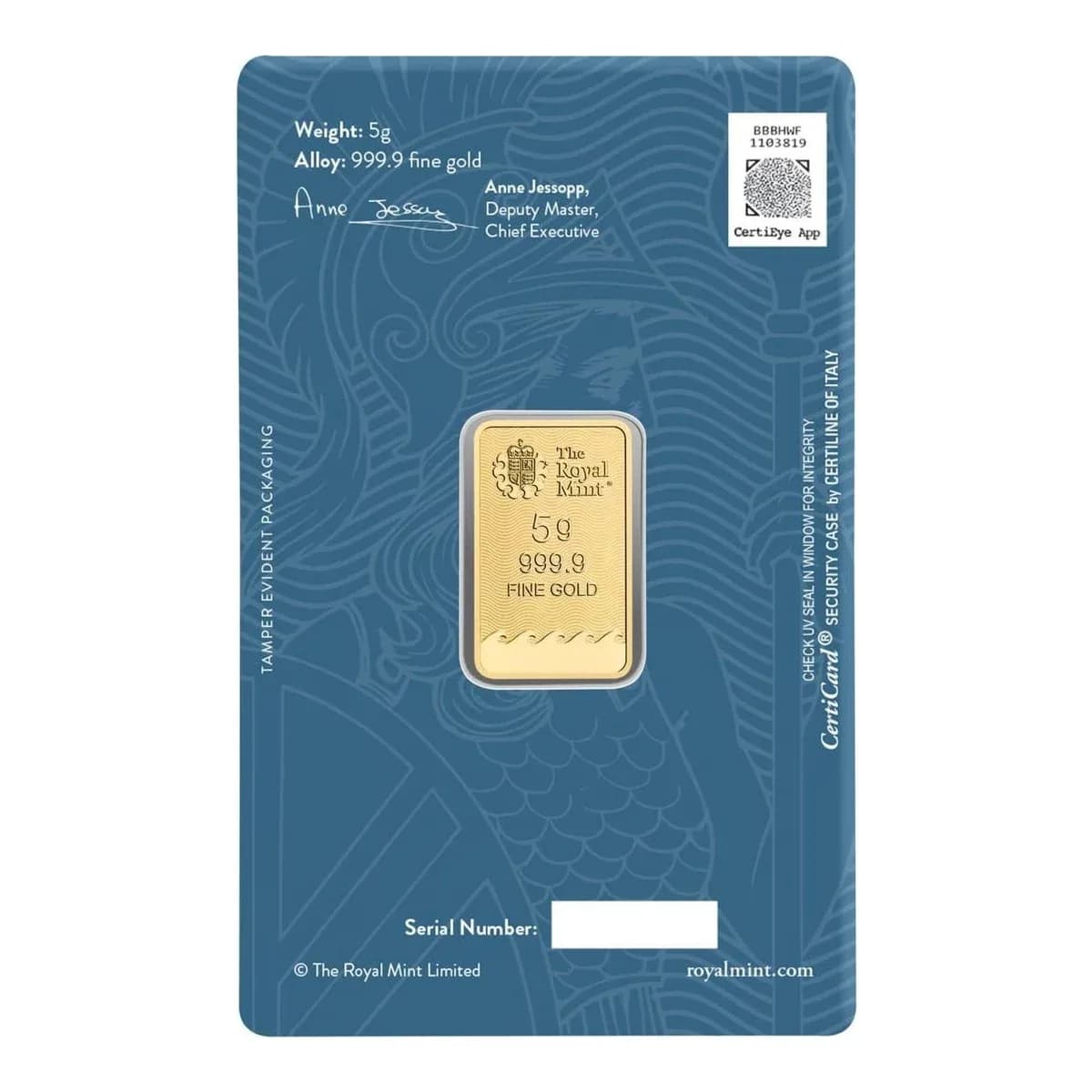 5 g Royal Mint Britannia Gold Bar (Minted)
