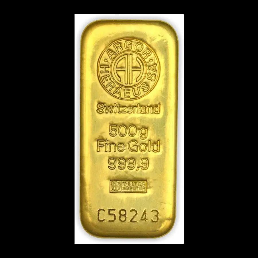 500g Gold Bar | Argor Heraeus | Casted