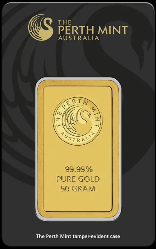 50g Gold Bullion | Perth Mint Gold Bar with Certificate