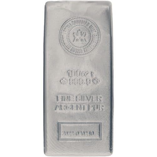 100 oz (RCM) Royal Canadian Mint Silver Bar