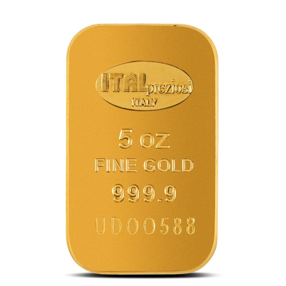 5 oz Gold Bar (Varied Condition, Any Mint)