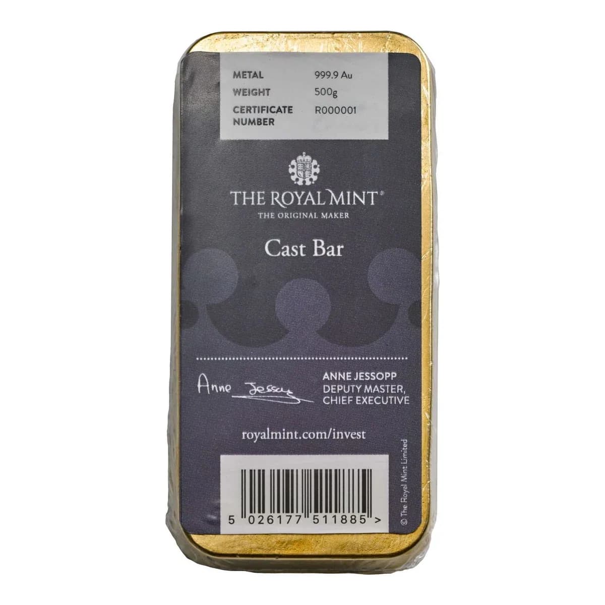 500 g Royal Mint Gold Bar (Cast) – view 2