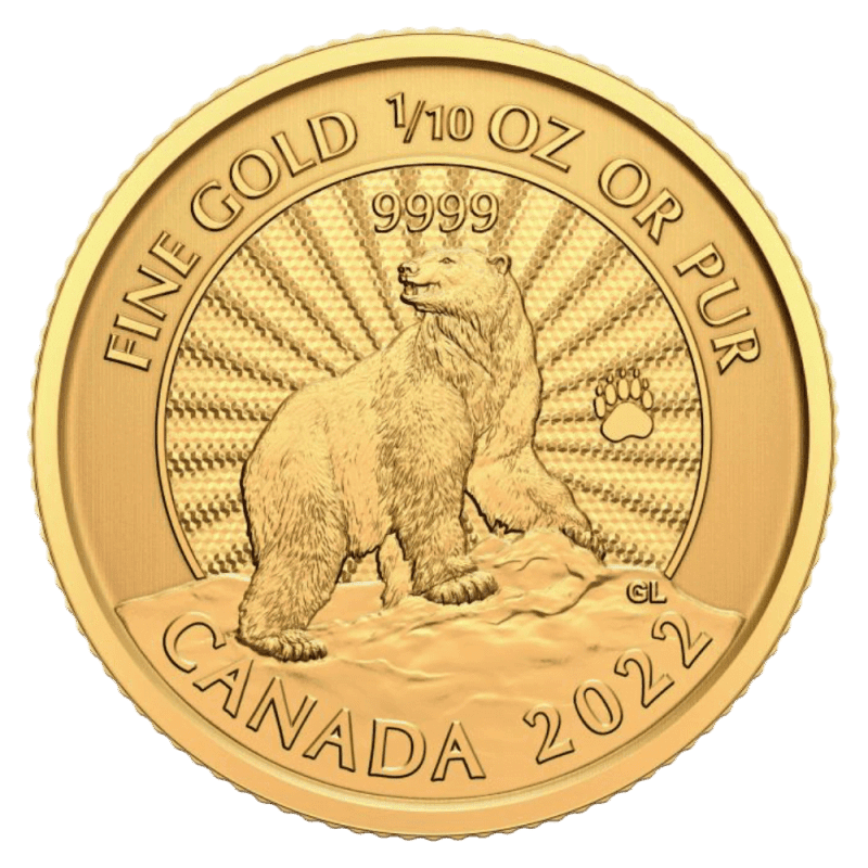 1/10 oz Majestic Polar Bear Gold Coin | 2022