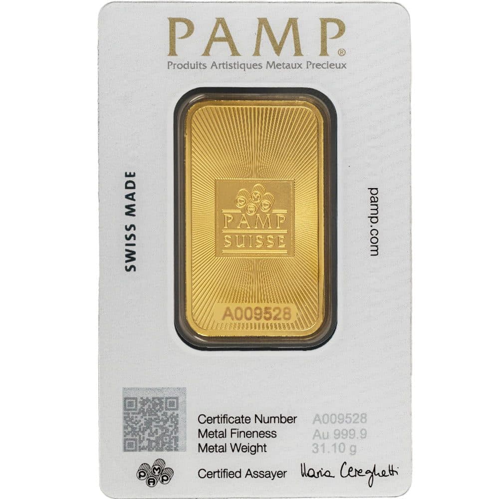1 oz pamp suisse gold bar new pamp design rev