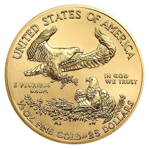 1/2 oz $25 Gold American Eagle Coin (Date Varies)