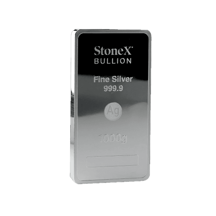 1 kilo silver coin bar Stonex with slight damage