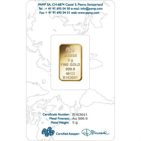 5 Gram PAMP Suisse Fortuna Gold Bar (New w/ Assay)